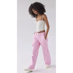 NEW! BDG Urban Outfitters High Waist Skate Jean Denim Cargo Pants Y2K Pink SZ 25